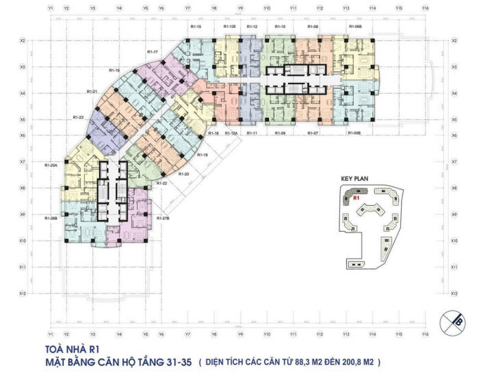 Floor layout of Apartments from 31-35 floor