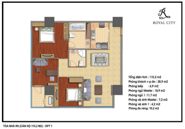 Floor layout of 115.2m2 Apartments